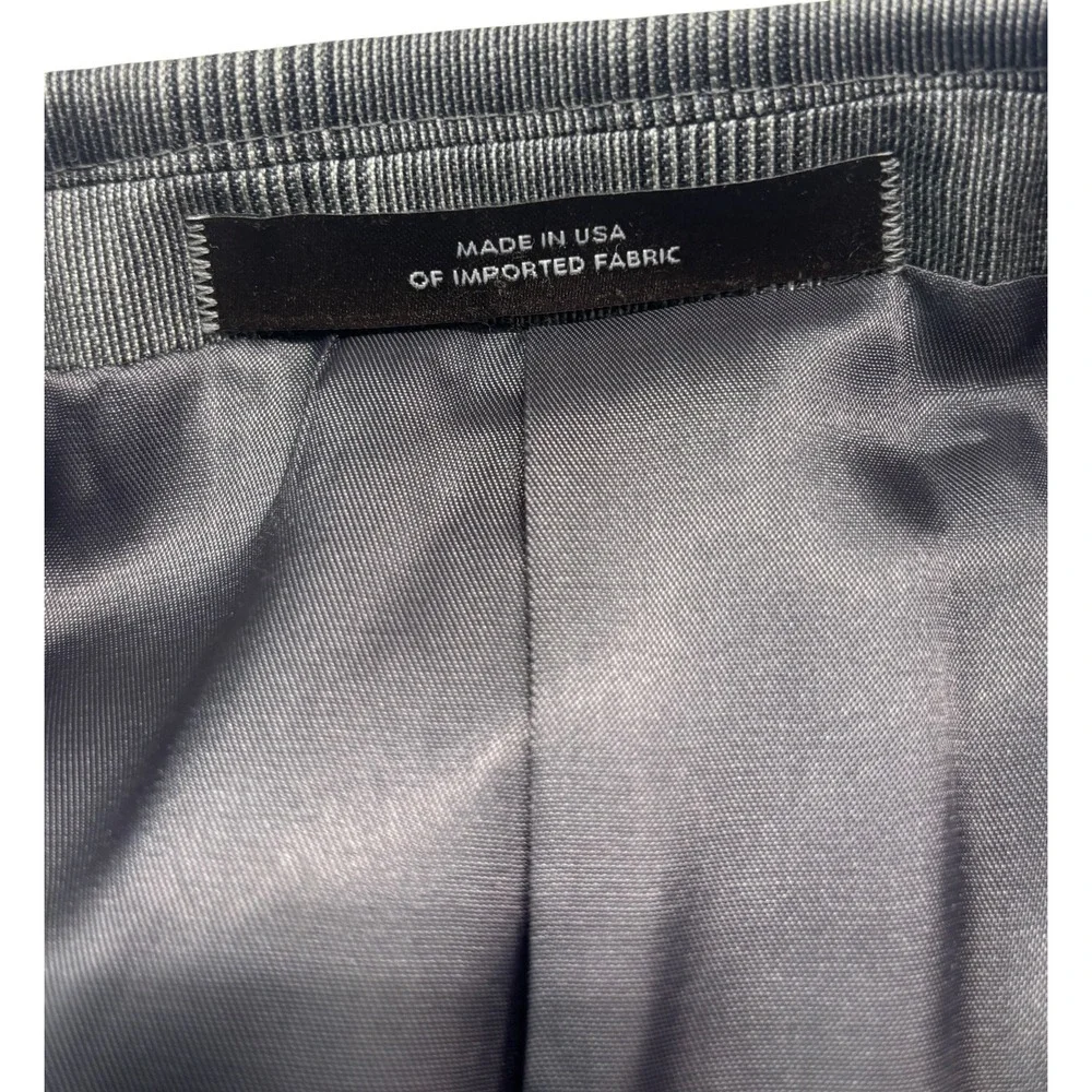 Joseph Abboud 44L 38x34 Gray Glen Plaid 2pc Pant Suit 100% Wool Flat Front USA